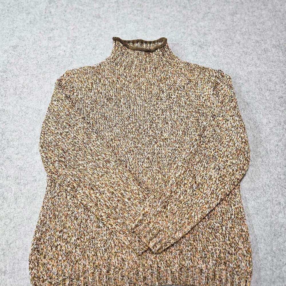 Erika Vintage Earth-Tone Marled Chunky Knit Mock Neck Sweater